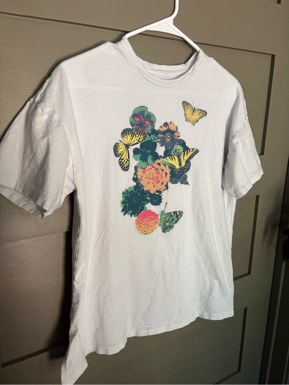 White Kids Floral & Butterfly Graphic Tee - Youth Short Sleeve